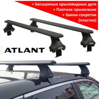 Багажник на крышу Nissan Qashqai (5-dr SUV с 2013 г), Атлант, крыловидные аэродуги (черный цвет)