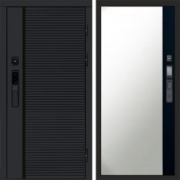 Входная дверь Termo-door BLACK LINE с электронным замком Широкое Зеркало Фацет Черный Кварц