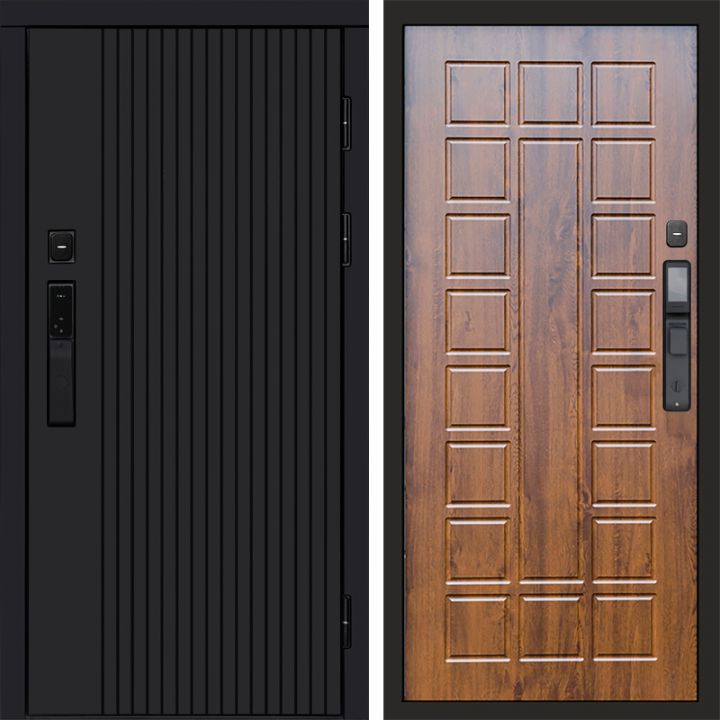 Входная дверь Termo-door ТВИСТ BLACK с электрозамком Престиж дуб