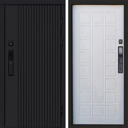 Входная дверь Termo-door ТВИСТ BLACK с электронным замком Престиж белое дерево