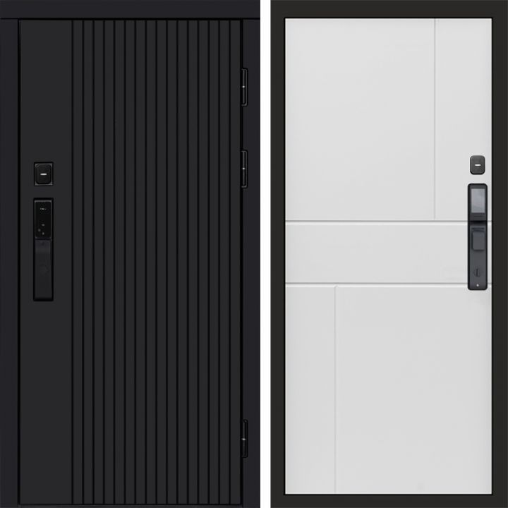 Входная дверь Termo-door ТВИСТ BLACK с электрозамком Горизонт белый