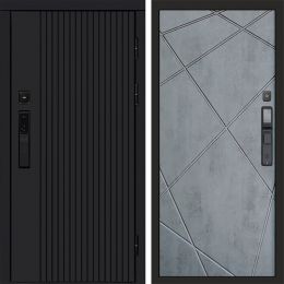 Входная дверь Termo-door ТВИСТ BLACK с электронным замком Лучи бетон темный