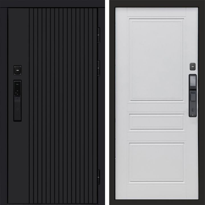 Входная дверь Termo-door ТВИСТ BLACK с электронным замком Классик Белый Софт