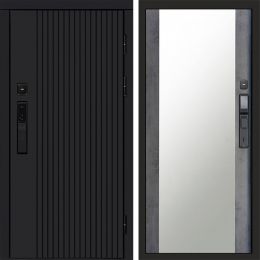 Входная дверь Termo-door ТВИСТ BLACK с электронным замком Зеркало бетон темный