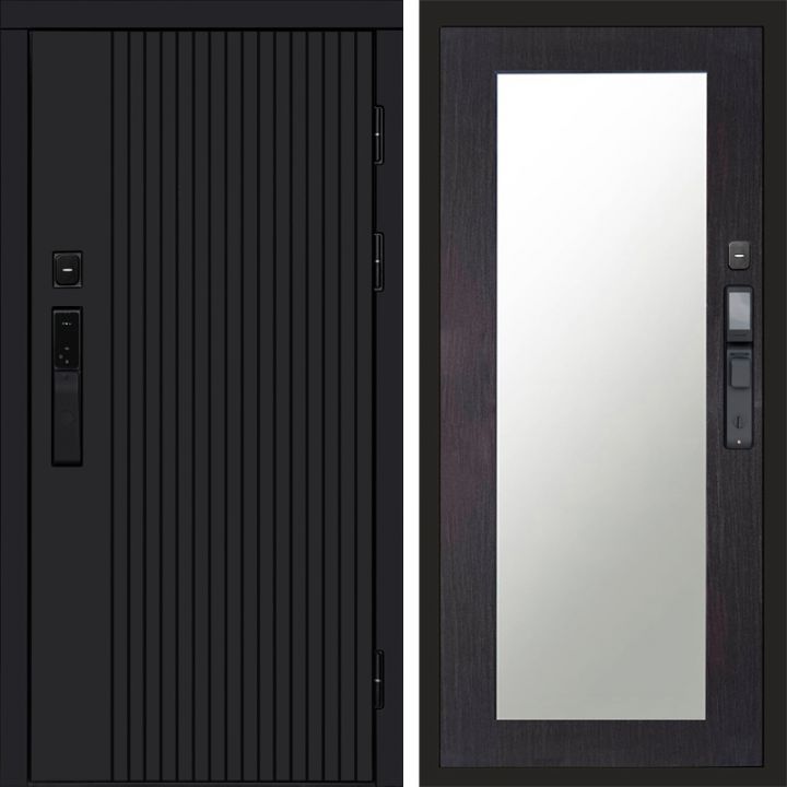 Входная дверь Termo-door ТВИСТ BLACK с электрозамком Зеркало Триумф венге