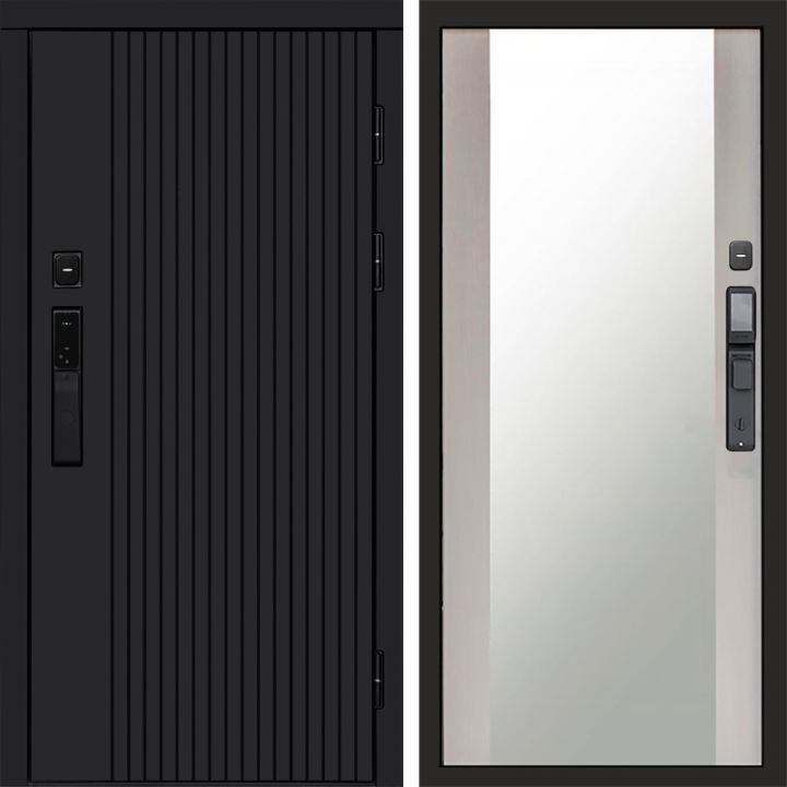 Входная дверь Termo-door ТВИСТ BLACK с электрозамком Зеркало лиственница