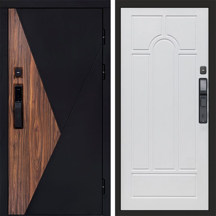 Входная дверь Termo-door МАТРИКС с электронным замком Арка белое дерево