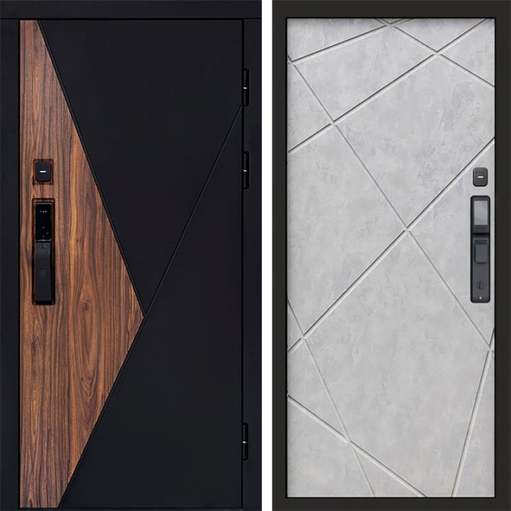 Входная дверь Termo-door МАТРИКС с электронным замком Лучи бетон светлый