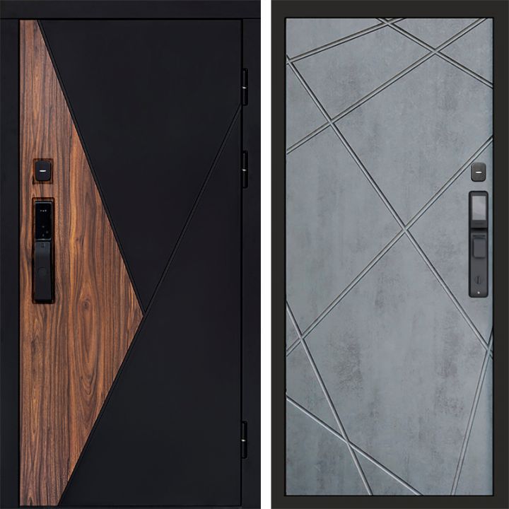 Входная дверь Termo-door МАТРИКС с электронным замком Лучи бетон темный