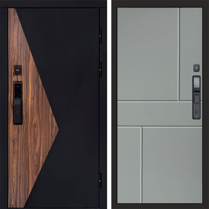 Входная дверь Termo-door МАТРИКС с электронным замком Горизонт Грей Софт