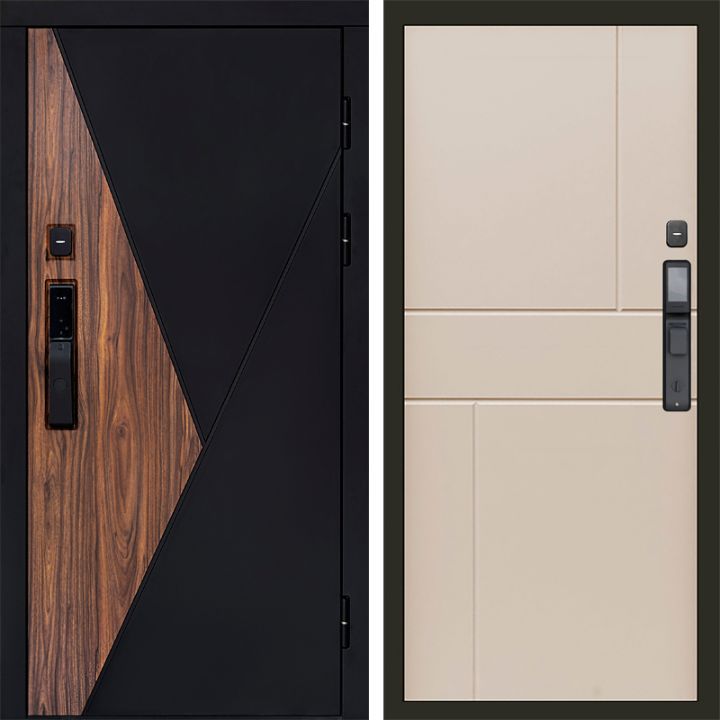 Входная дверь Termo-door МАТРИКС с электронным замком Горизонт Слоновая Кость