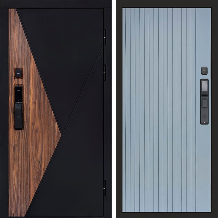 Входная дверь Termo-door МАТРИКС с электронным замком FLAT Грей Софт