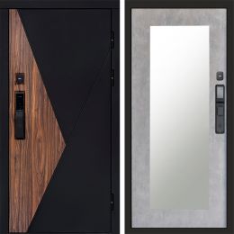 Входная дверь Termo-door МАТРИКС с электронным замком Зеркало Триумф бетон светлый