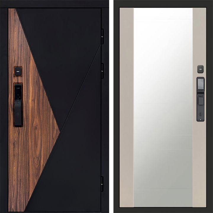 Входная дверь Termo-door МАТРИКС с электронным замком Зеркало Слоновая Кость