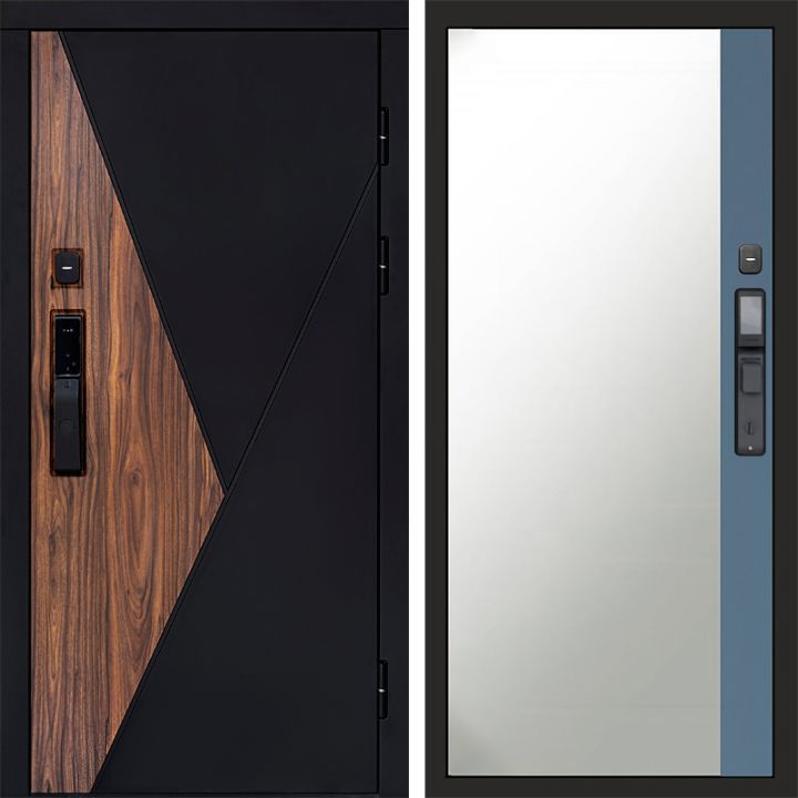 Входная дверь Termo-door МАТРИКС с электрозамком Широкое Зеркало Фацет Грей Софт