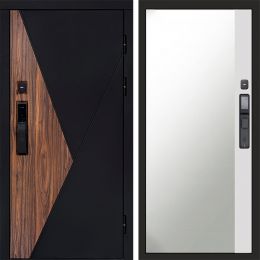 Входная дверь Termo-door МАТРИКС с электронным замком Широкое Зеркало Фацет Белый Софт