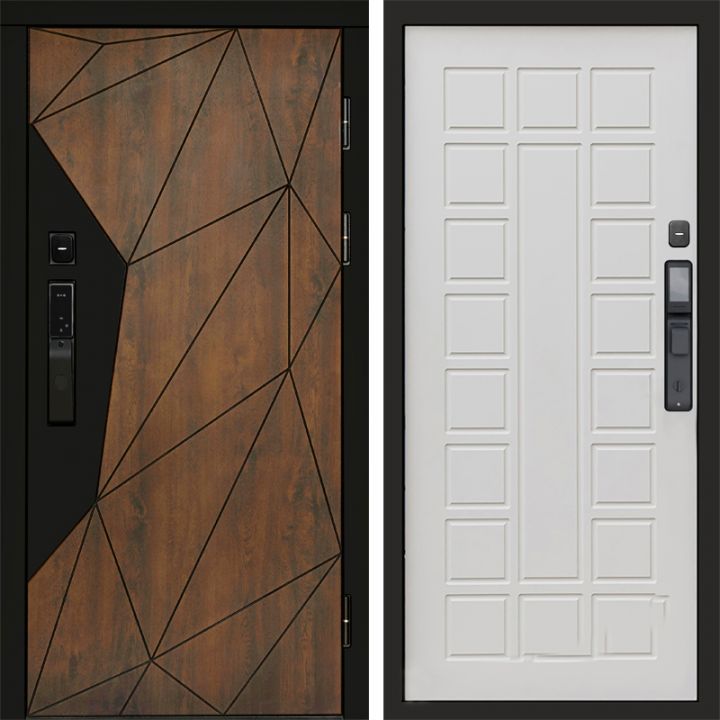 Входная дверь Termo-door ГЕОМЕТРИЯ с электронным замком Престиж бежевый матовый