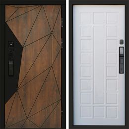Входная дверь Termo-door ГЕОМЕТРИЯ с электронным замком Престиж белое дерево