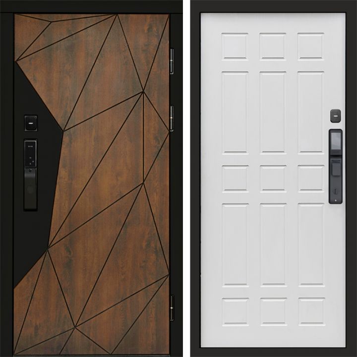 Входная дверь Termo-door ГЕОМЕТРИЯ с электронным замком Спарта белое дерево