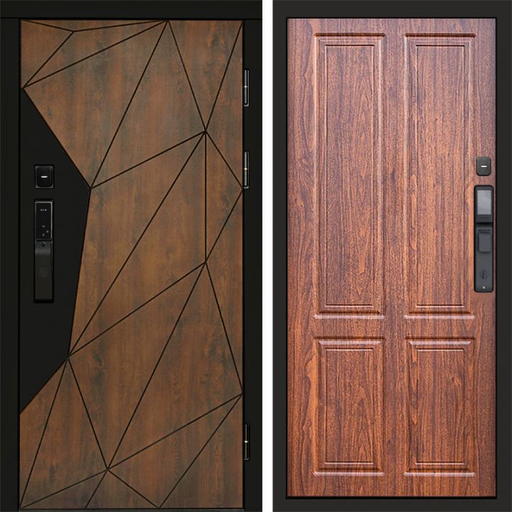 Входная дверь Termo-door ГЕОМЕТРИЯ с электрозамком Орех стандарт