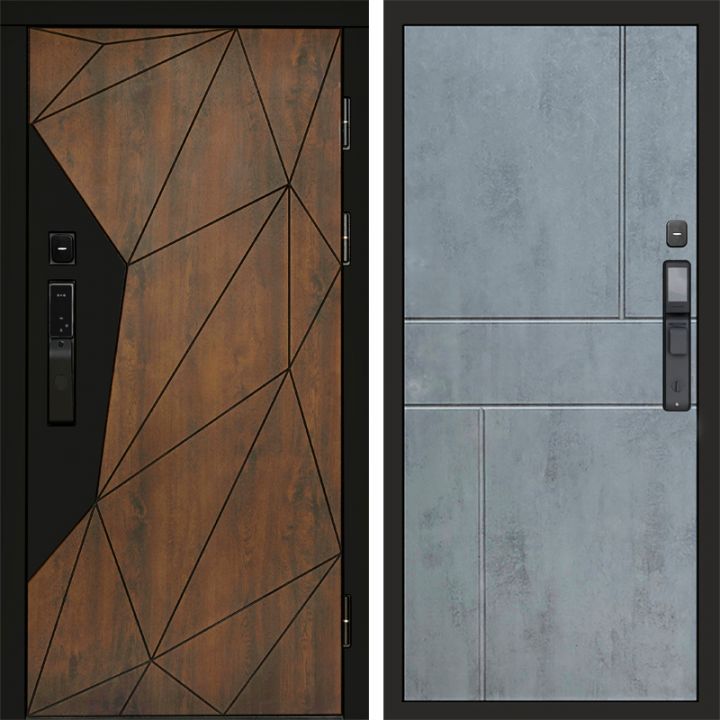 Входная дверь Termo-door ГЕОМЕТРИЯ с электронным замком Горизонт бетон темный