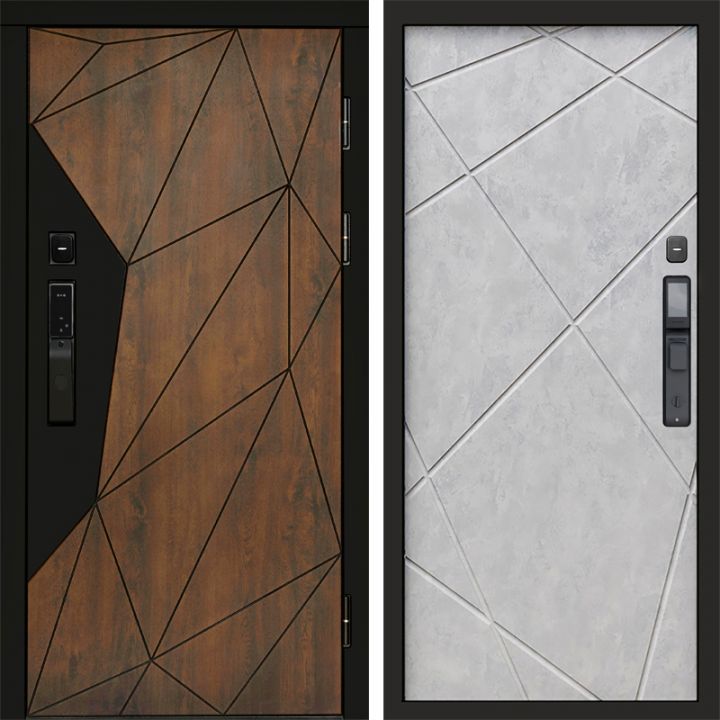 Входная дверь Termo-door ГЕОМЕТРИЯ с электронным замком Лучи бетон светлый