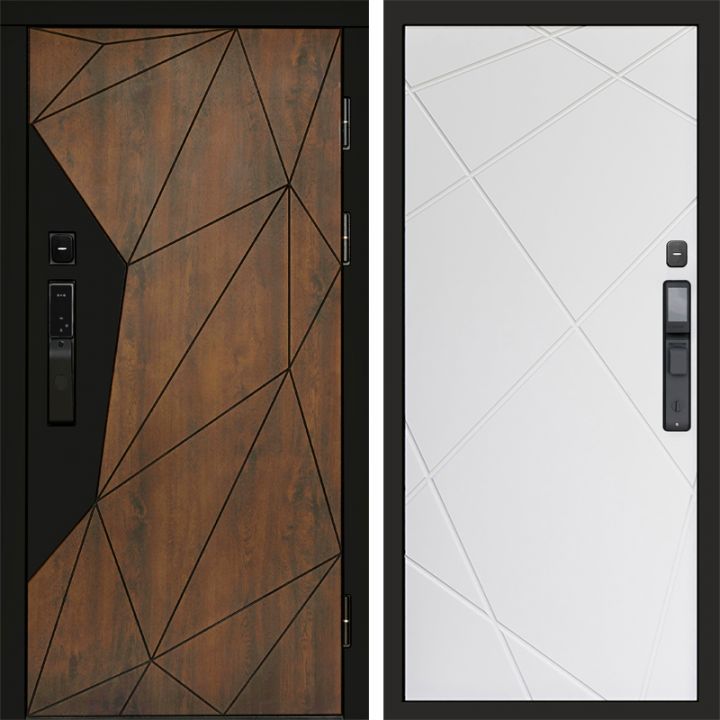 Входная дверь Termo-door ГЕОМЕТРИЯ с электронным замком Лучи белый