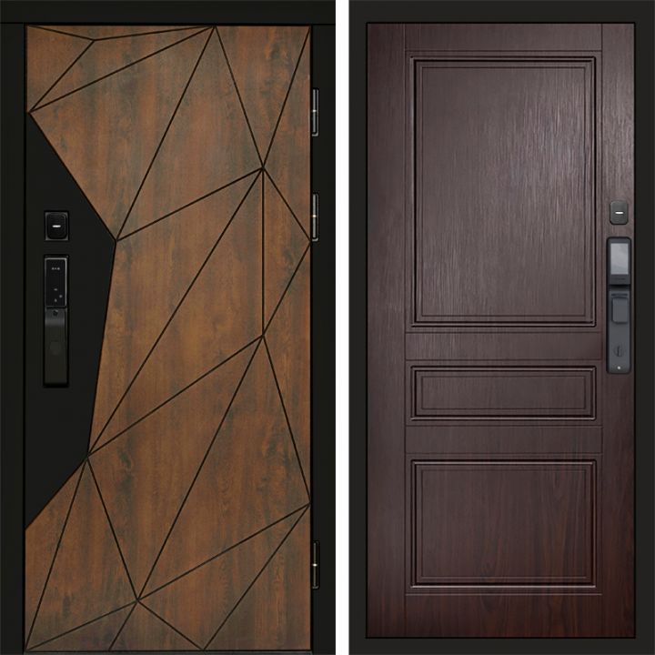 Входная дверь Termo-door ГЕОМЕТРИЯ с электрозамком Класскика венге