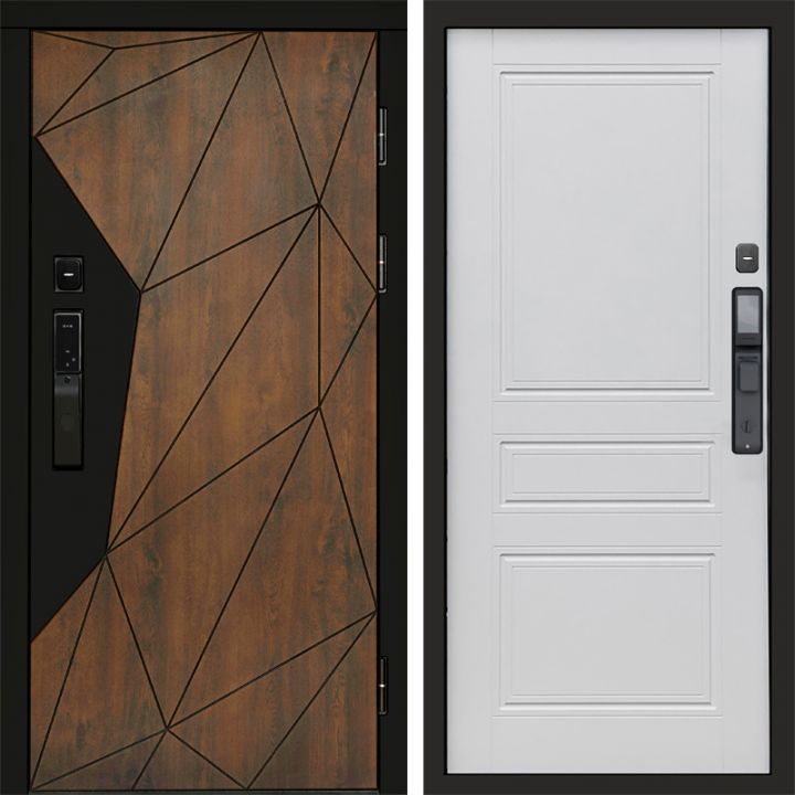 Входная дверь Termo-door ГЕОМЕТРИЯ с электронным замком Классик Белый Софт