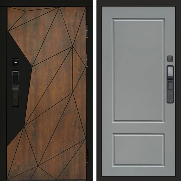 Входная дверь Termo-door ГЕОМЕТРИЯ с электронным замком Марсель Грей Софт