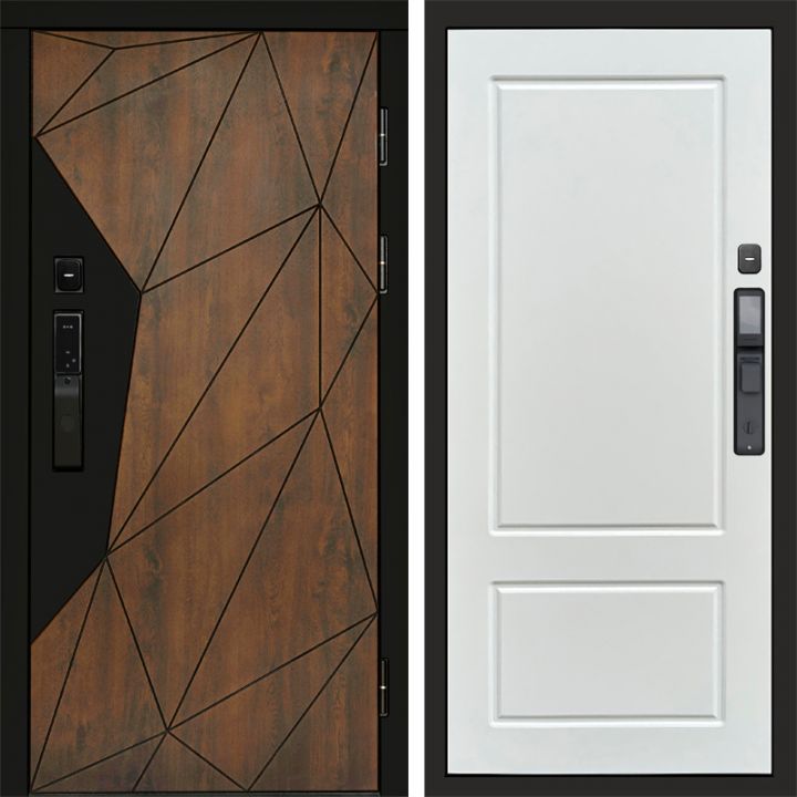 Входная дверь Termo-door ГЕОМЕТРИЯ с электронным замком Марсель Белый Софт