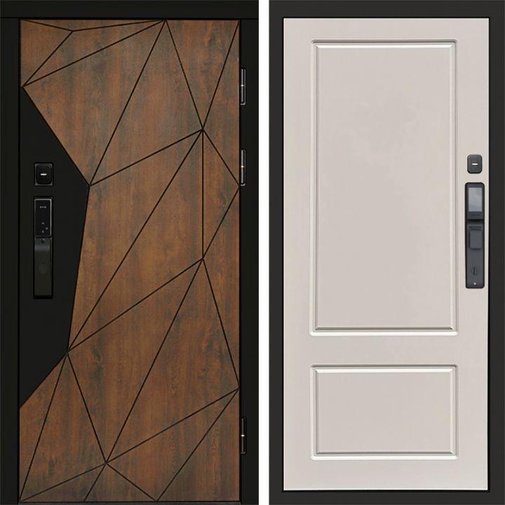 Входная дверь Termo-door ГЕОМЕТРИЯ с электронным замком Марсель Слоновая Кость