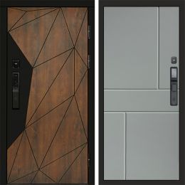 Входная дверь Termo-door ГЕОМЕТРИЯ с электрозамком Горизонт Грей Софт