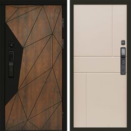 Входная дверь Termo-door ГЕОМЕТРИЯ с электрозамком Горизонт Слоновая Кость