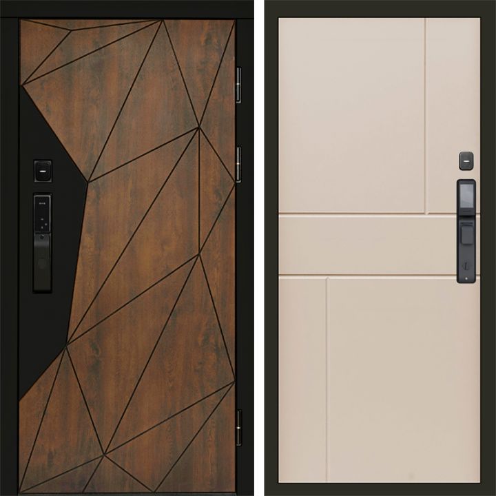 Входная дверь Termo-door ГЕОМЕТРИЯ с электронным замком Горизонт Слоновая Кость
