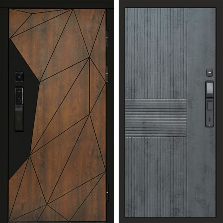 Входная дверь Termo-door ГЕОМЕТРИЯ с электронным замком Мастино Бетон Темный