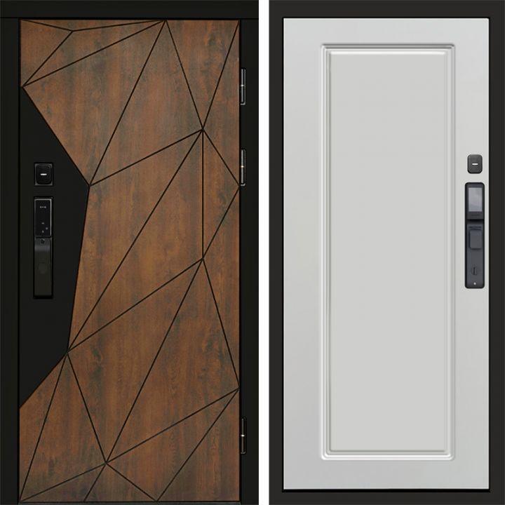 Входная дверь Termo-door ГЕОМЕТРИЯ с электронным замком Гранд Белый Софт