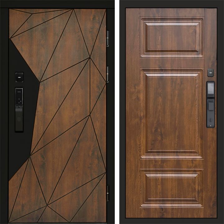 Входная дверь Termo-door ГЕОМЕТРИЯ с электронным замком Лион Дуб