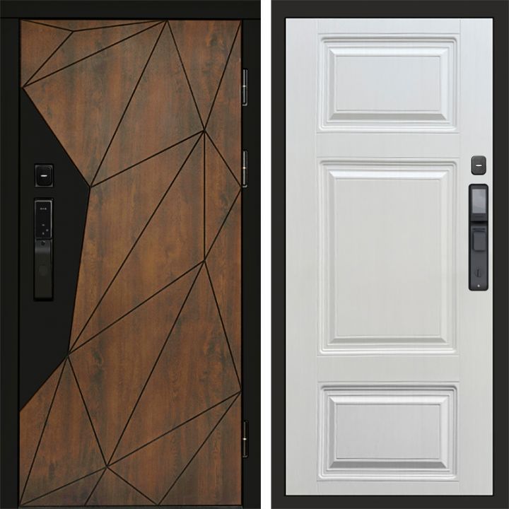 Входная дверь Termo-door ГЕОМЕТРИЯ с электронным замком Лион Лиственница