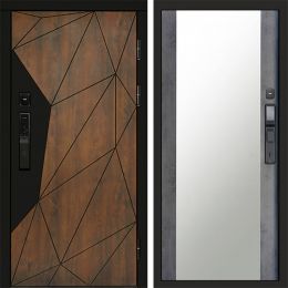 Входная дверь Termo-door ГЕОМЕТРИЯ с электронным замком Зеркало бетон темный