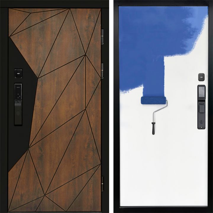 Входная дверь Termo-door ГЕОМЕТРИЯ с электронным замком Грунт под покраску