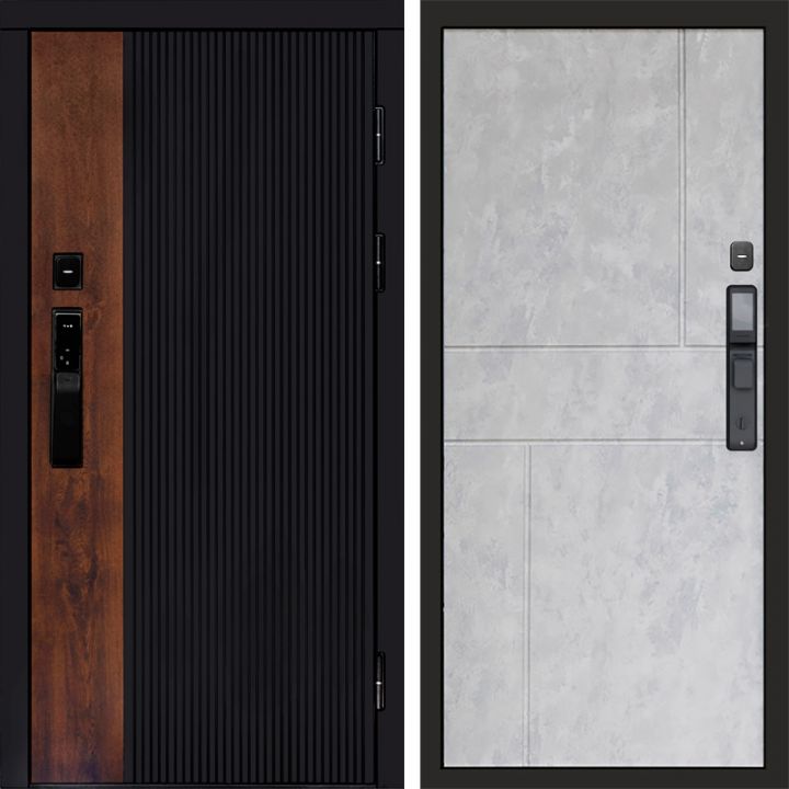 Входная дверь Termo-door ПРЕСТИЖ с электронным замком Горизонт бетон светлый