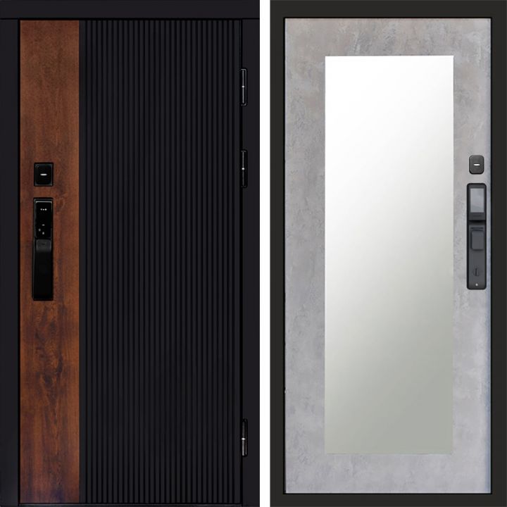 Входная дверь Termo-door ПРЕСТИЖ с электронным замком Зеркало Триумф бетон светлый