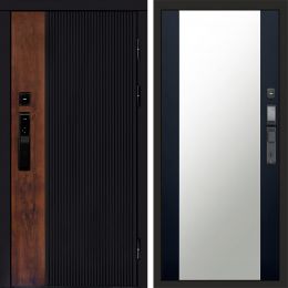 Входная дверь Termo-door ПРЕСТИЖ с электронным замком Зеркало Черный Кварц+Тонировка