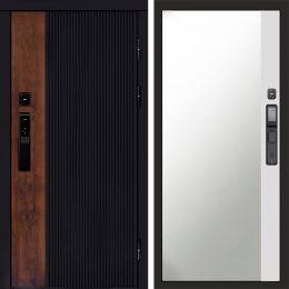 Входная дверь Termo-door ПРЕСТИЖ с электронным замком Широкое Зеркало Фацет Белый Софт