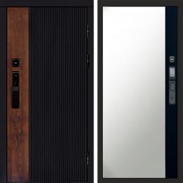 Входная дверь Termo-door ПРЕСТИЖ с электронным замком Широкое Зеркало Фацет Черный Кварц