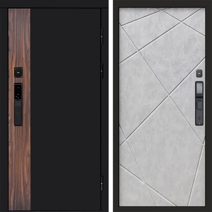 Входная дверь Termo-door ТОР с электронным замком Лучи бетон светлый