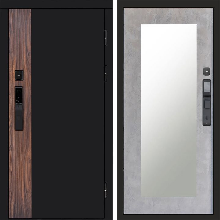 Входная дверь Termo-door ТОР с электронным замком Зеркало Триумф бетон светлый