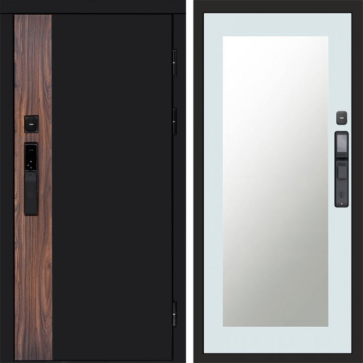 Входная дверь Termo-door ТОР с электронным замком Зеркало Триумф Белый Софт