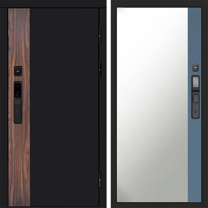 Входная дверь Termo-door ТОР с электронным замком Широкое Зеркало Фацет Грей Софт